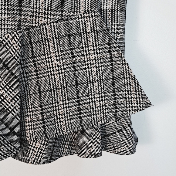 Dark Academia Plaid Silva Check Faux Wrap Tweed Look Skirt - Picture 3 of 6